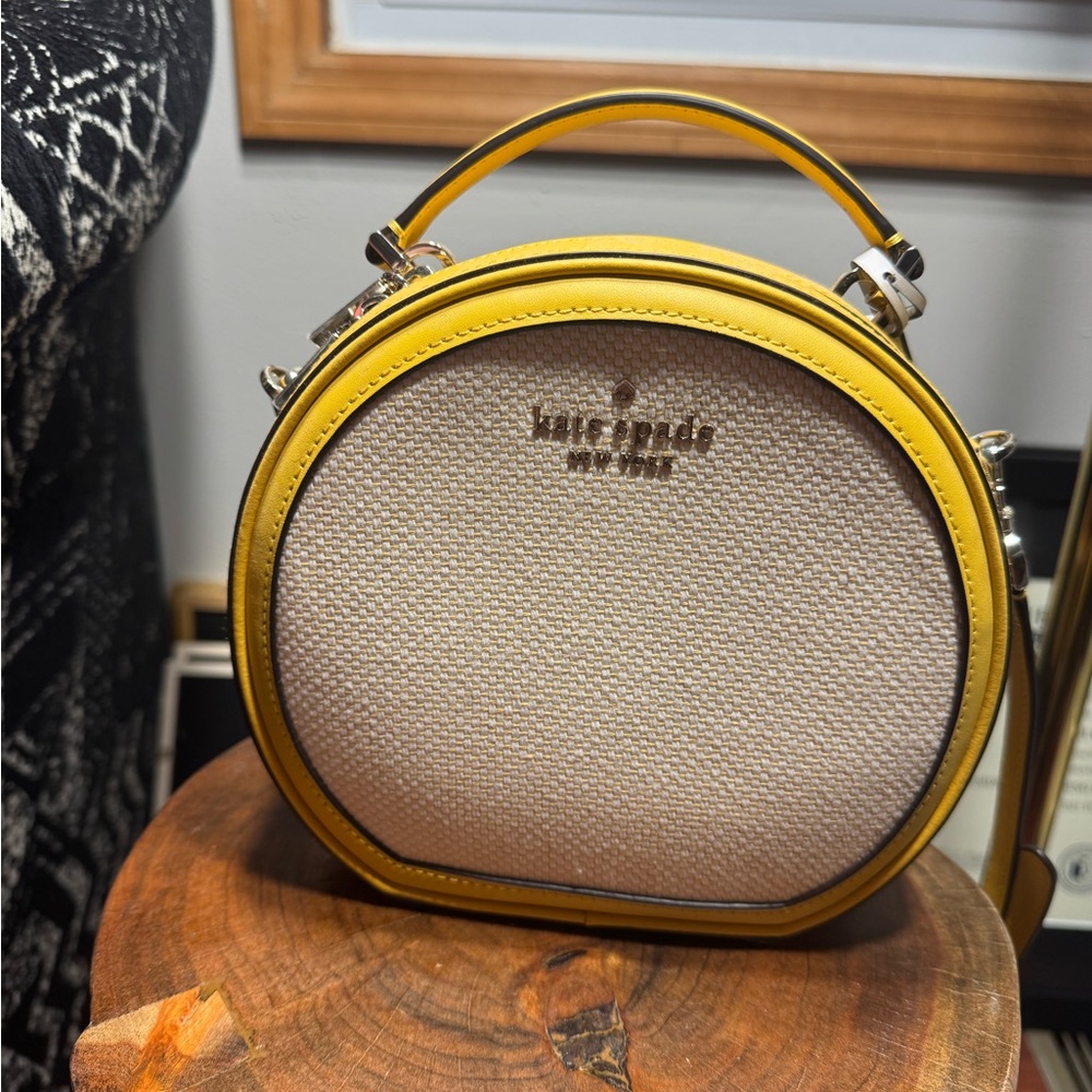 Kate Spade Yellow and Cream Circle Canteen Crossbody Bag